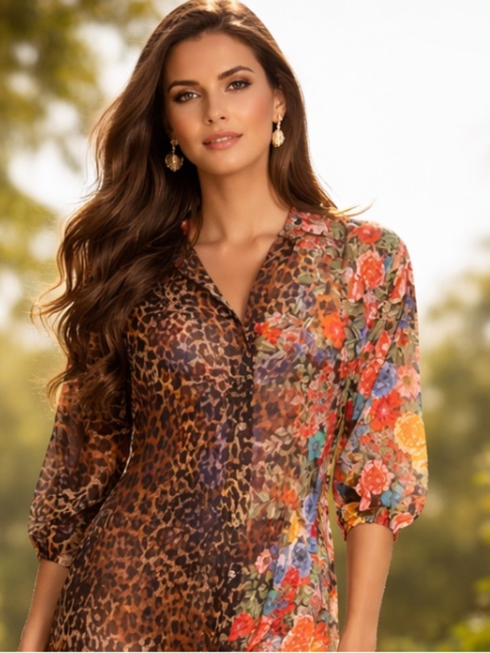 New Johnny Was Leopard and Floral Midi Dress New size S cotton 70% and Silk 30% - Picture 9 of 16